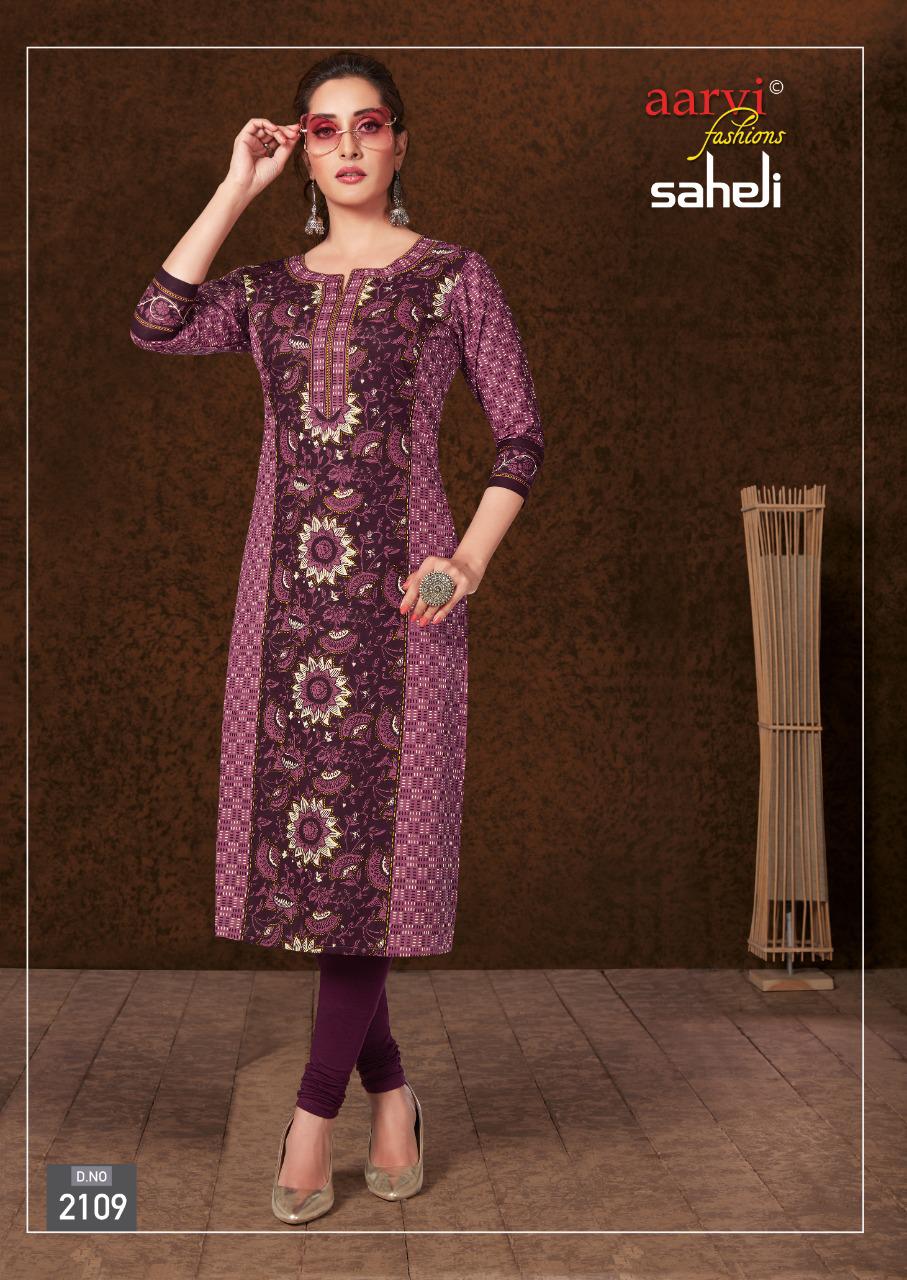 Aarvi Saheli 11 Latest Fancy Designer Cotton Printed Kurti Material